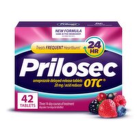 Prilosec OTC Heartburn Relief, Omeprazole, Acid Reducer Tablets, Wildberry Flavor, 42 Ct, 42 Each