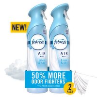 Febreze Air Mist, Air Freshener Spray, Odor Fighting Room Spray, Linen & Sky Scent, 8.1oz, 2ct, 16.2 Ounce