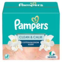 Pampers Wipes, Clean & Calm, Cotton Blossom Scent, 168 Wipes Total (3X Pop-Top Packs)