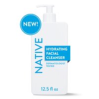 Native Face Wash Hydrating for dry skin, Hyaluronic Acid Cleanser, Sulfate Free, 12.5 FL Oz
