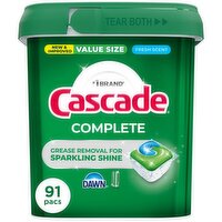 Cascade Complete Action Pacs, Dishwasher Detergent, Fresh, 91ct
