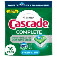 Cascade Complete Action Pacs, Dishwasher Detergent, Fresh, 16ct