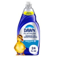 Dawn Platinum Dish Soap, Dishwashing Liquid, Tough Grease Removal, Fresh Rain, 24oz