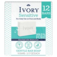 Ivory Sensitive Bar Soap, Fragrance Free 3.17 oz., 12 Count