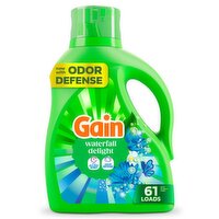 Gain Liquid Laundry Detergent, Now with Odor Defense, Waterfall Delight Scent, 81 fl oz, 61 Loads