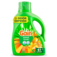 Gain Liquid Laundry Detergent, Now with Odor Defense, Island Fresh Scent, 81 fl oz, 61 Loads