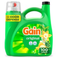 Gain Liquid Laundry Detergent, Now with Odor Defense, Original Scent, 132 fl oz, 100 Loads, 132 Fluid ounce