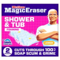 Mr. Clean Magic Eraser Sponge, Bathroom Cleaner, Soap Scum Shower & Tub Cleaner, Lemon, 2ct