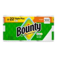 Bounty Paper Towels Full Sheet White, 6 Triple Plus Rolls, 92 Sheets Per Roll