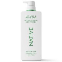 Native Moisturizing Body Wash, 24-Hour Hydration, Lily Milk & White Sage, 22 fl oz