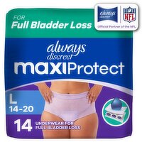 Always Discreet MaxiProtect, Adult Diapers for Women, Maximum Plus Incontinence Underwear L, 14 CT
