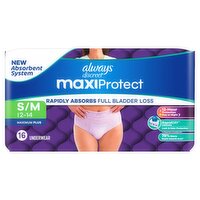 Always Discreet MaxiProtect - Reimagined Adult Diapers for Women S/M, 16 Count​
