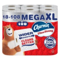 Charmin Toilet Paper Ultra Strong, 18 Mega XL Rolls, 2-ply Bath Tissue