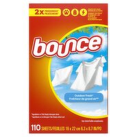 Bounce Dryer Sheets, 110 count, Outdoor Fresh Scent, Reduces static, softens, freshens, and fights 