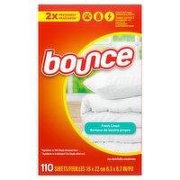 Bounce Dryer Sheets, 110 count, Fresh Linen scent, Reduces static, softens, freshens, and fights wr