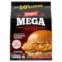 Banquet Original Crispy Mega Chicken Patties, 6 count, 24 oz