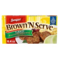 Banquet Brown'N Serve Turkey Fully Cooked Sausage Patties, 8 count, 6.4 oz, 6.4 Ounce