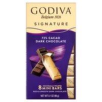 Godiva Signature 72% Cacao Dark Chocolate Mini Bars, 8 count, 3.1 oz