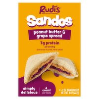 Rudi's Sandos Peanut Butter & Grape Spread Sandwiches, 2 oz, 4 count