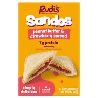 Rudi's Sandos Peanut Butter & Strawberry Spread Sandwiches, 2 oz, 4 count