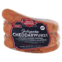 Dietz & Watson Uncured Smoked Sausage with Cheddar Cheese & Jalapeños Jalapeño Cheddarwurst, 16 oz