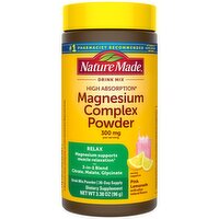 Nature Made Pink Lemonade Drink Mix Magnesium Complex Powder Dietary Supplement, 3.38 oz