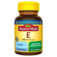 Nature Made Vitamin E 180 mg (400 IU) dl-Alpha Softgels, 100 Count, 100 Each