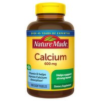 Nature Made Calcium 600 mg with Vitamin D3 for Immune Support, Tablets, 100 Count