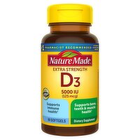 Nature Made Extra Strength Vitamin D3 5000 IU (125 mcg) Softgels, 90 Count, 90 Each