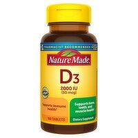 Nature Made Vitamin D3 2000 IU (50 mcg) Tablets, 100 Count, 100 Each