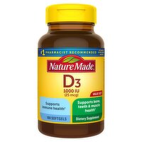 Nature Made Vitamin D3 1000 IU (25 mcg) Softgels, 180 Count Value Size, 180 Each