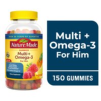 Nature Made Strawberry Lemon & Orange Men Multi + Omega-3 Dietary Supplement Value Size, 150 count