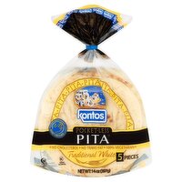 Kontos Traditional White Pocket-Less Pita, 5 count, 14 oz