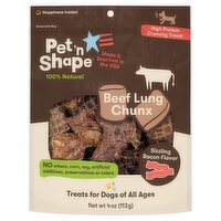 Pet 'n Shape Sizzling Bacon Flavor Beef Lung Chunx Treats for Dogs, 4 oz