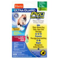 Hartz Ultra Guard Pro Triple Action Flea & Tick Drops for Dogs & Puppies, 0.031 fl oz, 3 count