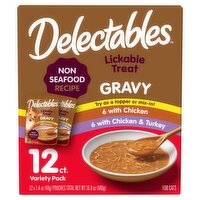 Delectables Lickable Treat Gravy with Chicken & Turkey For Cats Variety Pack, 1.4 oz, 12 count