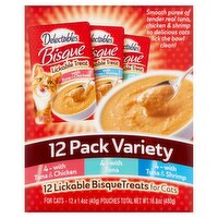 Delectables Bisque Lickable Treats for Cats Pack Variety, 1.4 oz, 12 count, 1.4 Ounce