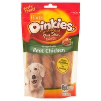 Hartz Oinkies Smoked Pig Skin Twists Wrapped with Real Chicken Chews for Dogs, 8 count, 8.2 oz