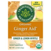 Traditional Medicinals Ginger Aid Ginger & Lemon Myrtle Organic Herbal Supplement, 16 count, 1.13 oz