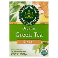 Traditional Medicinals Organic Ginger Green Tea Herbal Supplement, 16 count, .85 oz