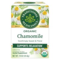 Traditional Medicinals Daily Herbal Organic Chamomile Wrapped Tea Bags, 16 count, .74 oz