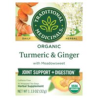 Traditional Medicinals Organic Turmeric & Ginger Tea Herbal Supplement, 16 count, 1.13 oz