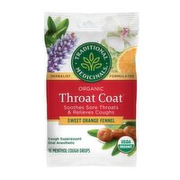 Traditional Medicinals Throat Coat Organic Sweet Orange Fennel Menthol Cough Drops, 16 count