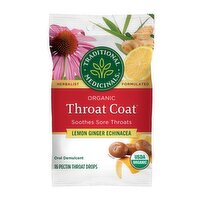 Traditional Medicinals Throat Coat Organic Lemon Ginger Echinacea Pectin Throat Drops, 16 count