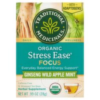 Traditional Medicinals Organic Ginseng Wild Apple Mint Tea Bags Herbal Supplement, 16 count, .99 oz