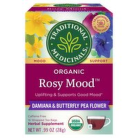 Traditional Medicinals Organic Rosy Mood Herbal Supplement Tea Bags, 16 count, .99 oz