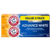 Arm & Hammer Advance White Clean Mint Anticavity Fluoride Toothpaste Value Pack, 2 count, 6.0 oz