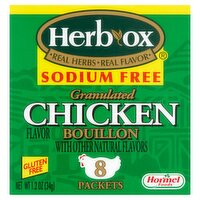 Hormel Foods Herb-Ox Sodium Free Granulated Chicken Flavor Bouillon, 8 count, 1.2 oz