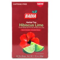 Badia Hibiscus Lime Herbal Tea, 25 count, 1.76 oz