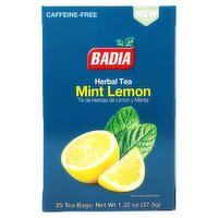 Badia Mint Lemon Herbal Tea, 25 count, 1.32 oz